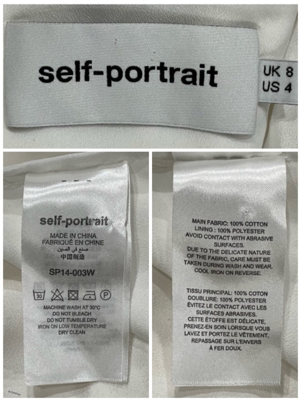 SELF PORTRAIT Off White Lace Cotton Mini Dress Small - Picture 11 of 13